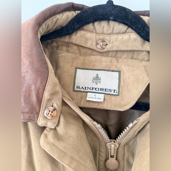 RAINFOREST Mens Size L Tan (2in1) Down Coat Leather Collar Military Field Jacket - Picture 2 of 16